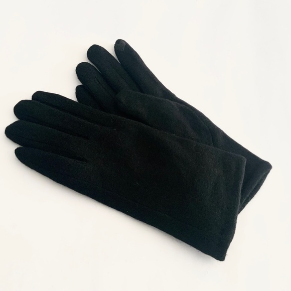 Luxury Cashmere Merino Wool Gloves Classic Black Winter Mittens Fleece inside - Picture 9 of 10